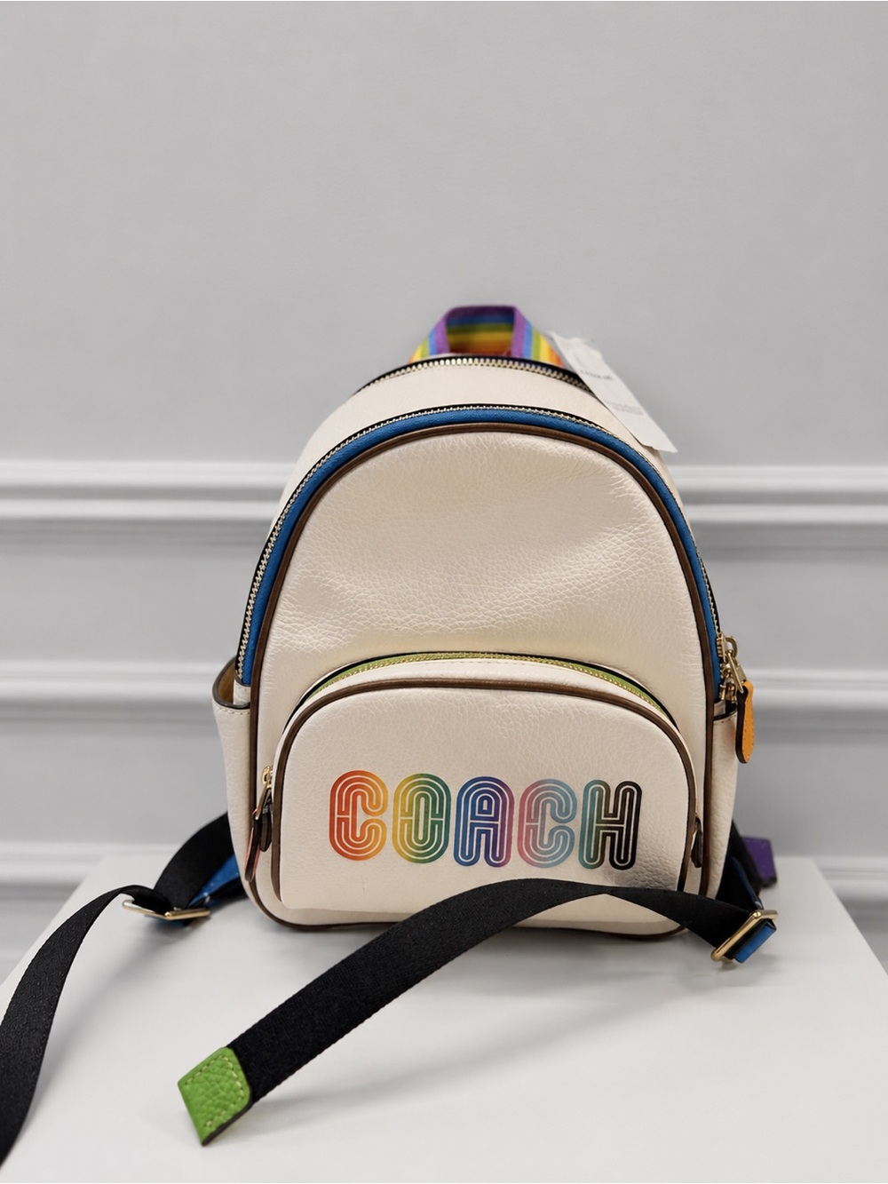 Coach Mini Court Backpack With Rainbow Coach Logo New With Tags